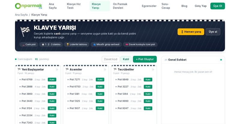 Klavye Yarışı: Gerçek Rakiplerle Canlı Yazma Yarışı
