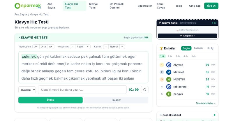 Yenilenen Klavye Hız Testi: Hile Korumalı ve Kişisel Önerili